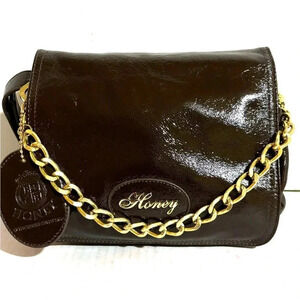 Honey brown leather shoulder handbag